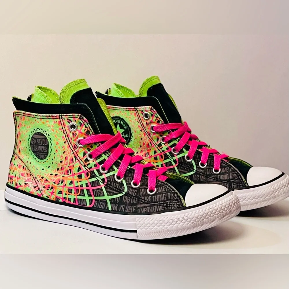 Converse Limited Edition Black/Pink Paint Splatter Hi-Tops